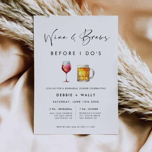 Wine and Brews Before I Do's Rehearsal Dinner Invitation (Creator Uploaded)