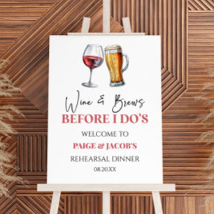 Wine and Brews Rehearsal Dinner Welcome Sign