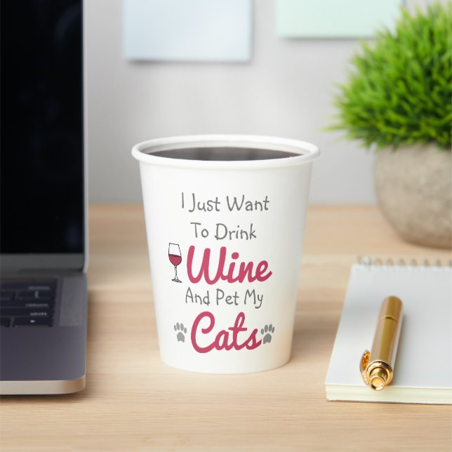 Wine and Cats Paper Cups (Insitu)