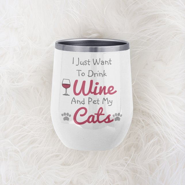 Wine and Cats Thermal Wine Tumbler (Creator Uploaded)