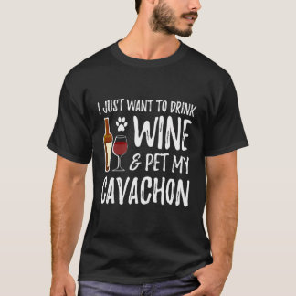 Wine And Cavachon T-Shirt For Cavachon Dog Mom