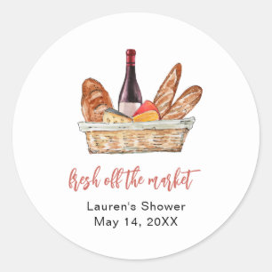 Wine and Cheese Bridal Shower Classic Round Sticker