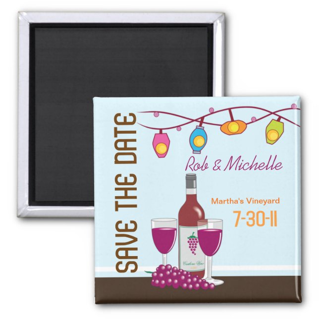 Wine and Cheese Bridal Shower Custom Magnet Favor (Front)