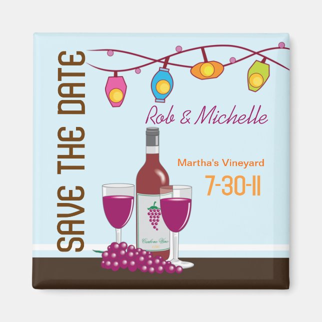 Wine and Cheese Bridal Shower Custom Magnet Favor (Front)