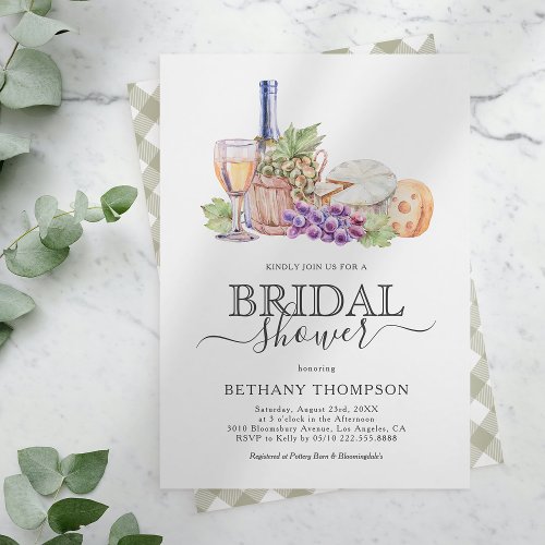 Wine and Cheese Bridal Shower Invitation