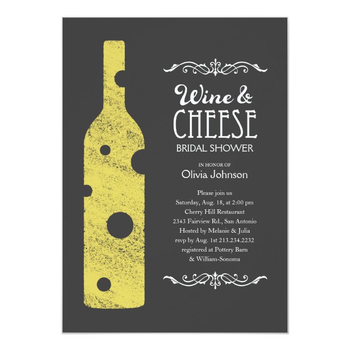 Wine And Cheese Bridal Shower Invitations Zazzle Cheese Bridal Shower Invitations