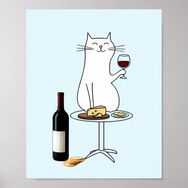 Wine and Cheese cat, Vino & Fromage Poster (Front)