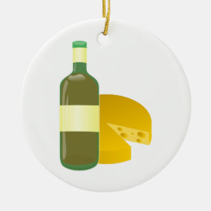 Wine and Cheese Ceramic Ornament