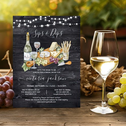 Wine and Cheese Charcuterie Board Bridal Shower In Invitation