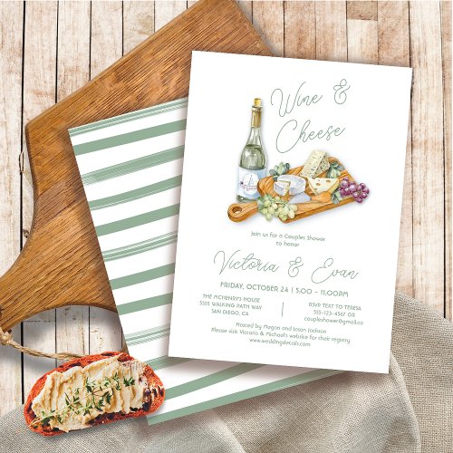 Wine and Cheese Charcuterie Board Couples Shower Invitation