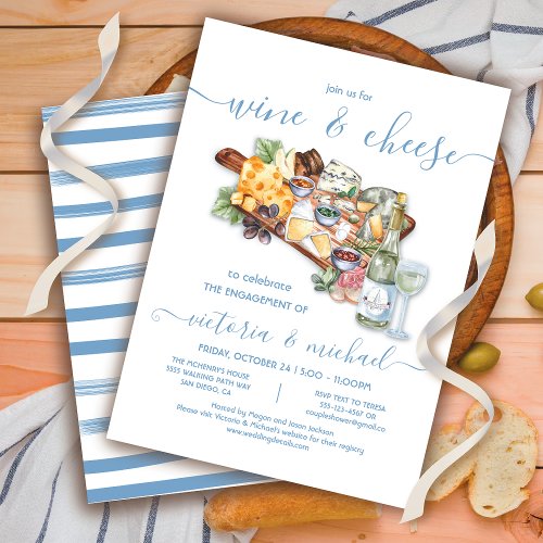 Wine and Cheese Charcuterie Board Engagement party Invitation