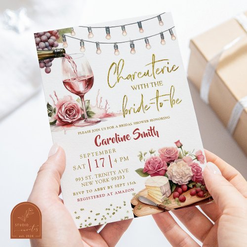 Wine and Cheese Charcuterie Vineyard Bridal Shower Invitation