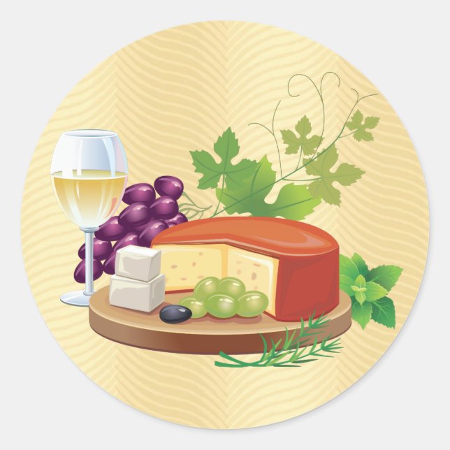 Wine and Cheese Classic Round Sticker (Front)
