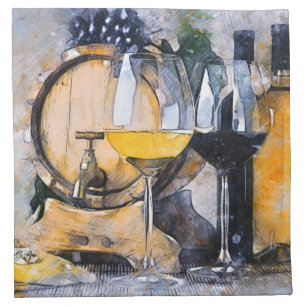 Wine and Cheese Cocktail Cloth Napkin