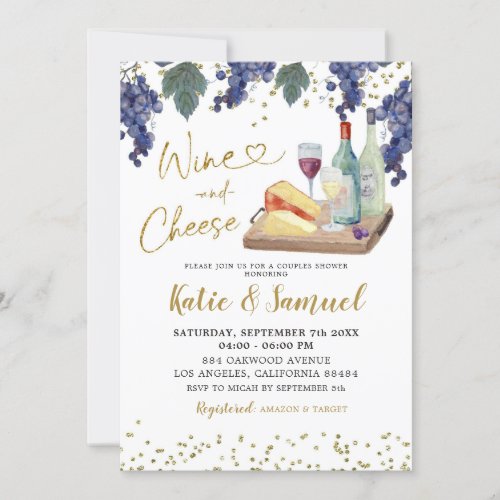 Wine and Cheese Couples Shower Invitation