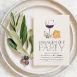 Wine and Cheese Engagement Party Invitation<br><div class="desc">Invite guests to celebrate your engagement with our rustic elegant wine and cheese engagement party invitations, featuring a wine glass illustration with a wedge of cheese garnished with olives and "engagement party" in handwritten style lettering. Add your event details beneath using the template fields provided. Perfect for engagement parties in...</div>