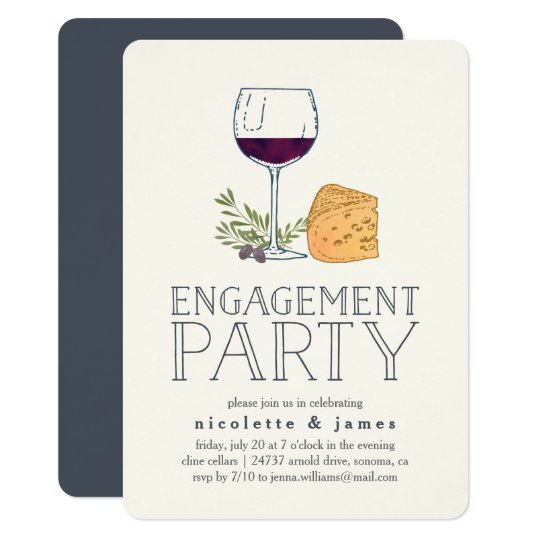 Wine And Cheese Engagement Party Invitation Zazzle