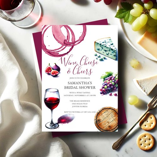 Wine and Cheese Illustration Bridal Shower Save The Date