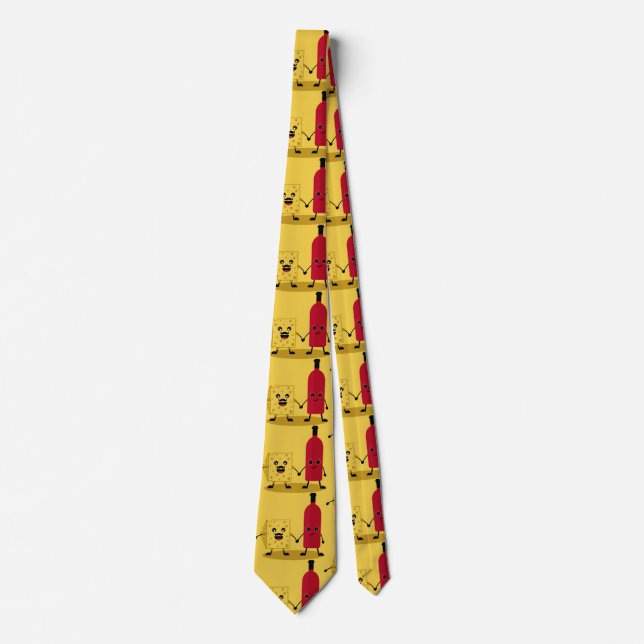 Wine And Cheese Lovers Neck Tie (Front)