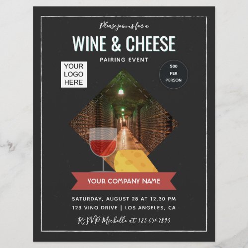 Wine And Cheese Pairing Event add photo and logo Flyer