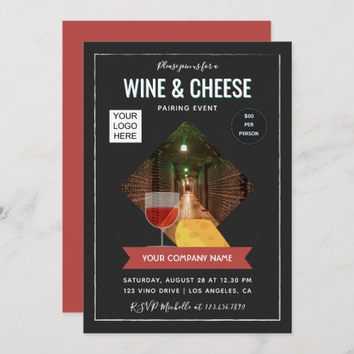 Wine And Cheese Pairing Event add photo and logo Invitation