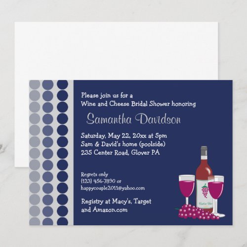 Wine and Cheese Party 5x7 Bridal Shower Invite