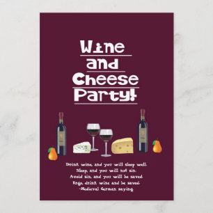 Wine and Cheese Party-Cheese, Wine Bottles, Fruit Invitation
