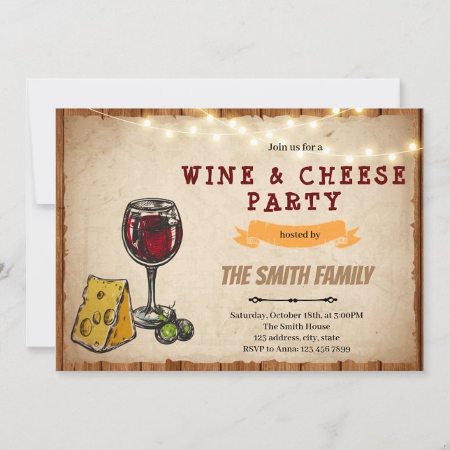 Wine and cheese party invitation (Front)