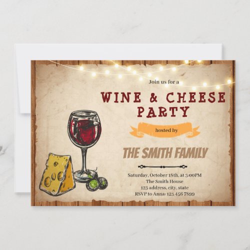 Wine and cheese party invitation