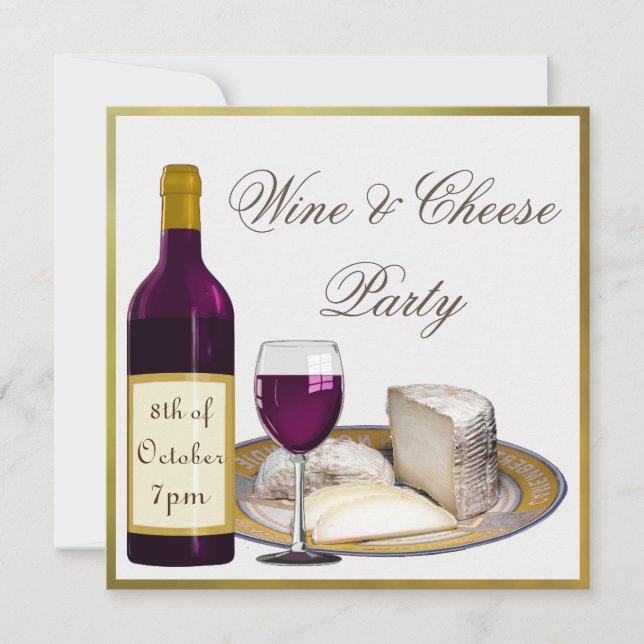 WINE AND CHEESE PARTY INVITATION CAMMEMBERT CHEESE (Front)