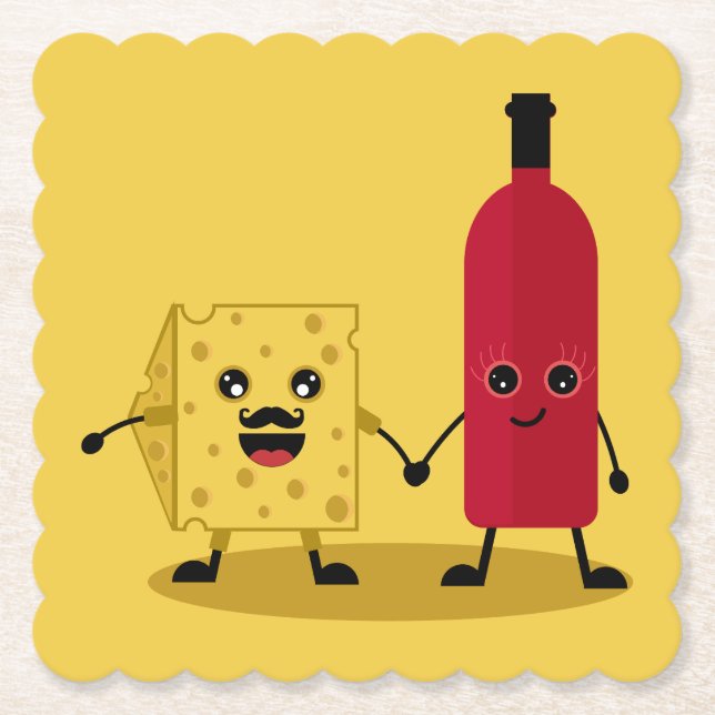 Wine And Cheese party Invitation Paper Coaster (Front)