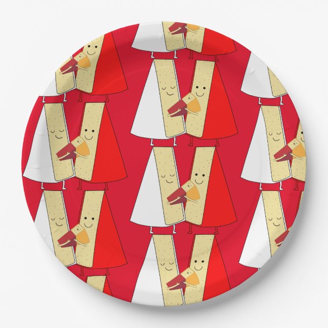 Wine And Cheese party Invitation Paper Plates (Front)
