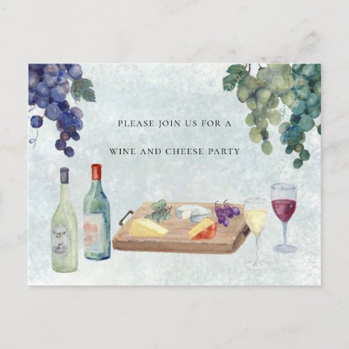 Wine and Cheese Party Invitation Postcard