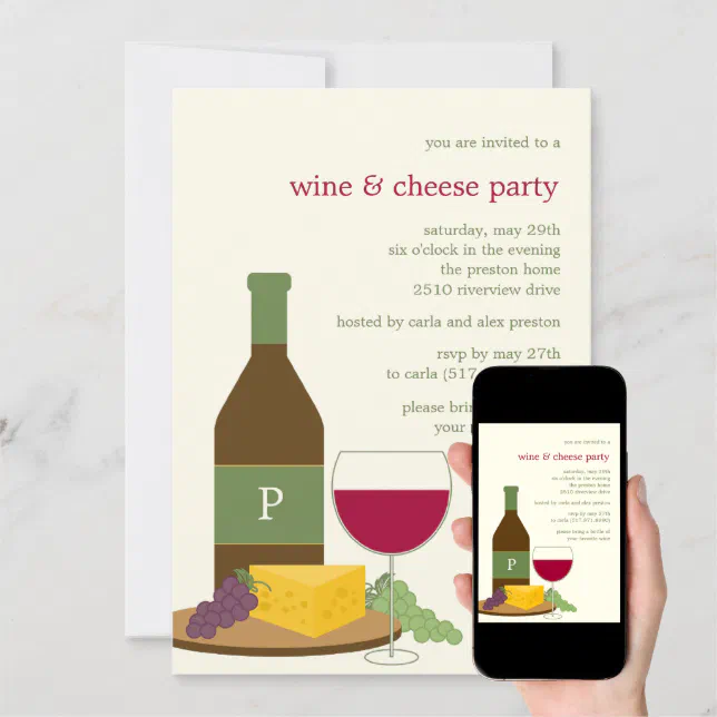 Wine And Cheese Party Invitations Zazzle