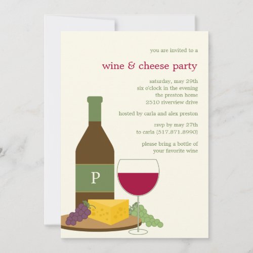 Wine and Cheese Party Invitations