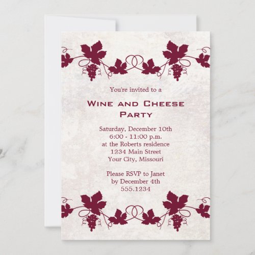 Wine and Cheese Party Invitations