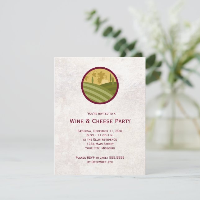 Wine and Cheese Party Invitations (Standing Front)