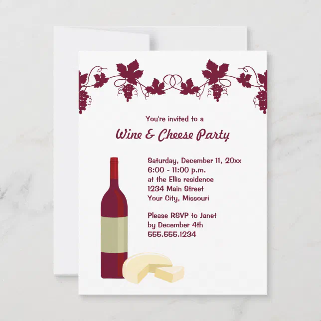 Wine and Cheese Party Invitations | Zazzle