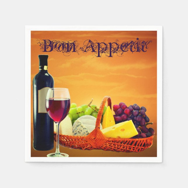 Wine and Cheese Party Napkins (Front)