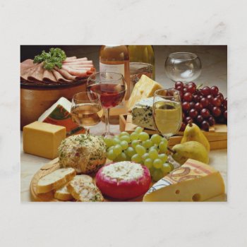 Wine And Cheese Party Postcard by inspirelove at Zazzle