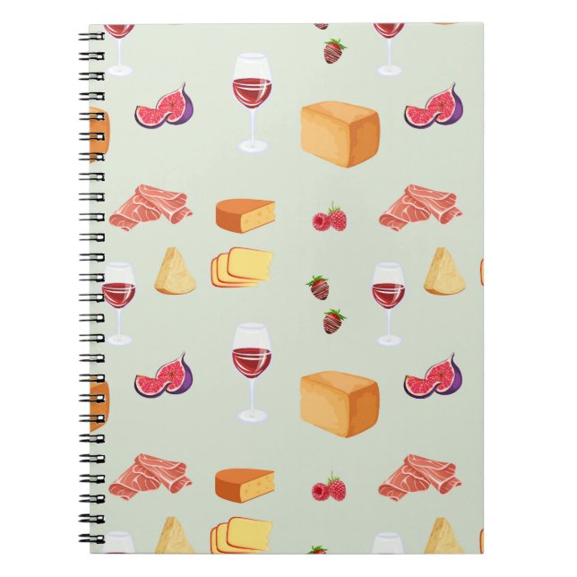 Wine and Cheese Pattern Notebook (Front)