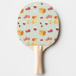 Wine and Cheese Pattern Ping Pong Paddle