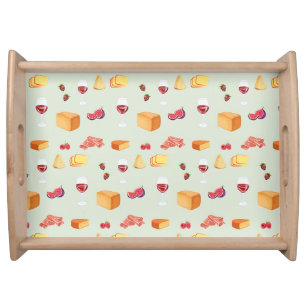 Wine and Cheese Pattern Serving Tray
