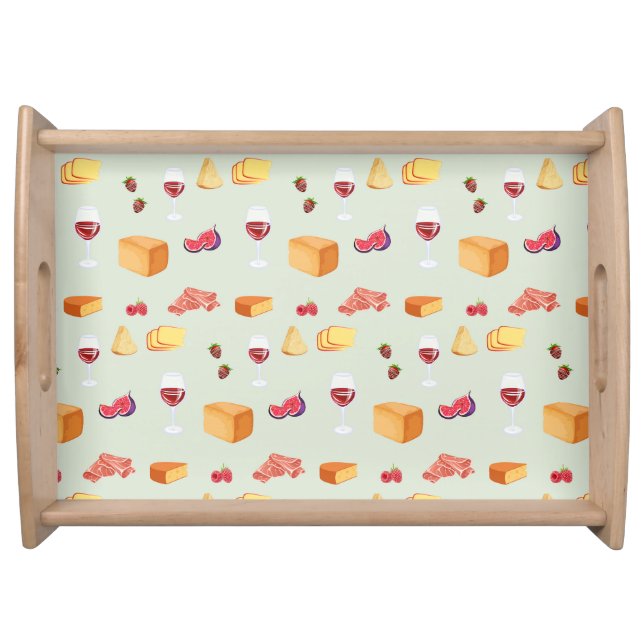 Wine and Cheese Pattern Serving Tray (Front)