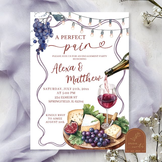 Wine and Cheese Perfect Pair Engagement Shower Invitation (Creator Uploaded)