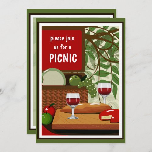 Wine and Cheese Picnic Invitation