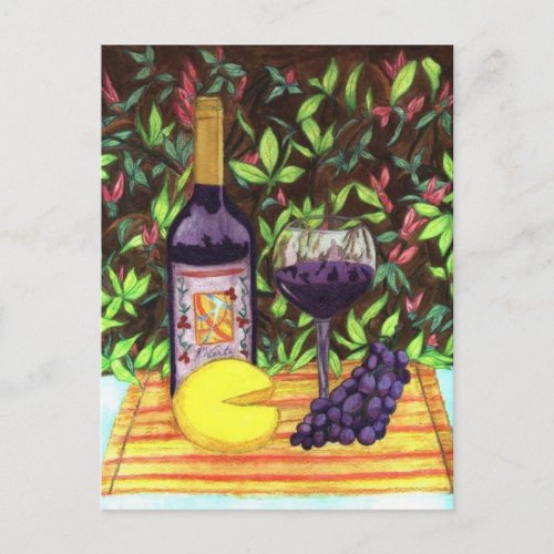 Wine and Cheese Postcard