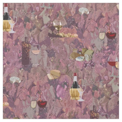 Wine and Cheese Print Fabric