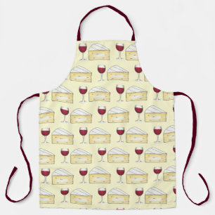 Wine and Cheese Red Wine Glass Brie Cheese Wedge Apron