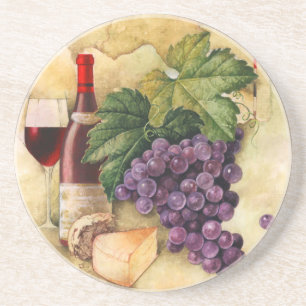 Wine and Cheese Sandstone Coaster